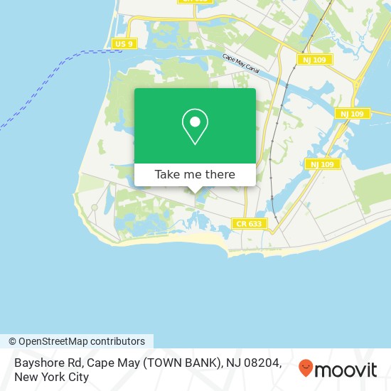 Mapa de Bayshore Rd, Cape May (TOWN BANK), NJ 08204