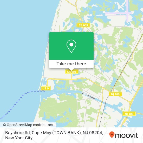 Mapa de Bayshore Rd, Cape May (TOWN BANK), NJ 08204