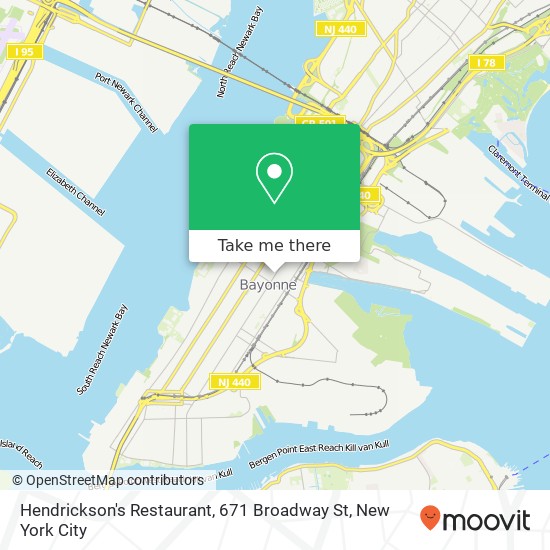 Mapa de Hendrickson's Restaurant, 671 Broadway St