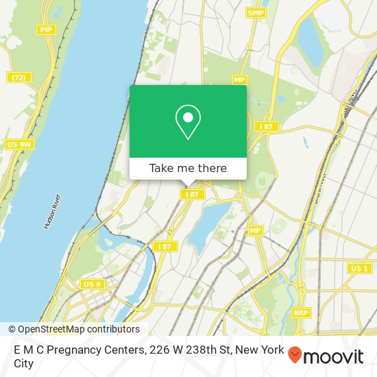 Mapa de E M C Pregnancy Centers, 226 W 238th St