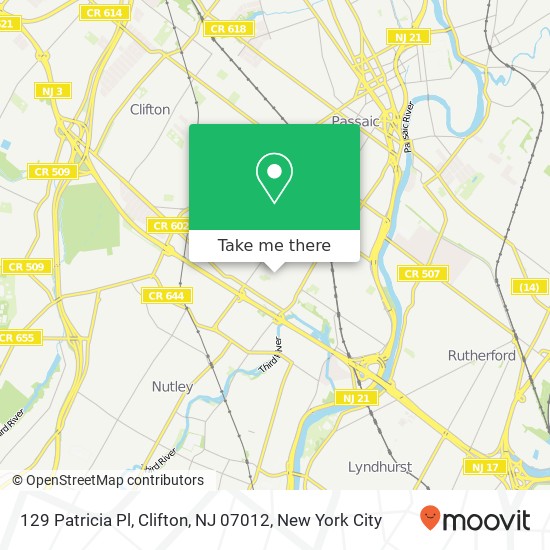 Mapa de 129 Patricia Pl, Clifton, NJ 07012