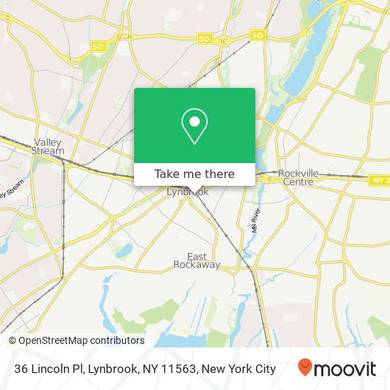 Mapa de 36 Lincoln Pl, Lynbrook, NY 11563