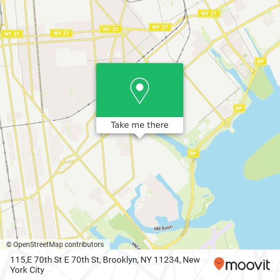 Mapa de 115,E 70th St E 70th St, Brooklyn, NY 11234
