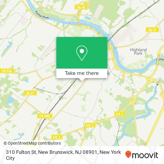 Mapa de 310 Fulton St, New Brunswick, NJ 08901
