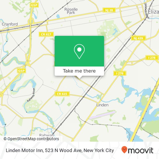 Mapa de Linden Motor Inn, 523 N Wood Ave