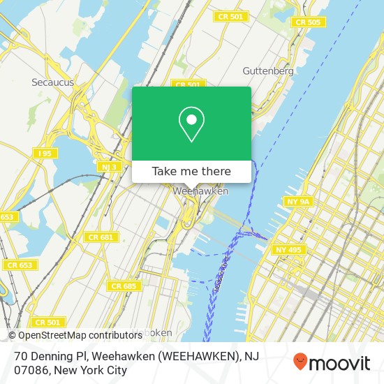 70 Denning Pl, Weehawken (WEEHAWKEN), NJ 07086 map