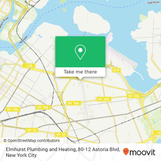 Mapa de Elmhurst Plumbing and Heating, 80-12 Astoria Blvd