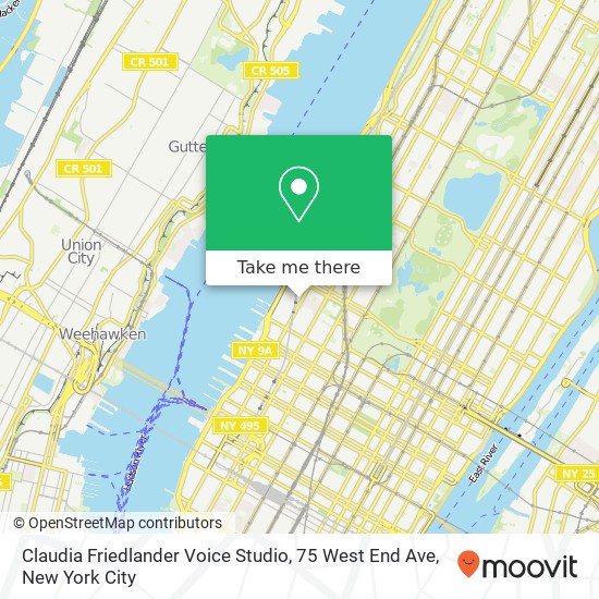 Mapa de Claudia Friedlander Voice Studio, 75 West End Ave