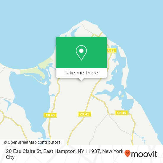 Mapa de 20 Eau Claire St, East Hampton, NY 11937