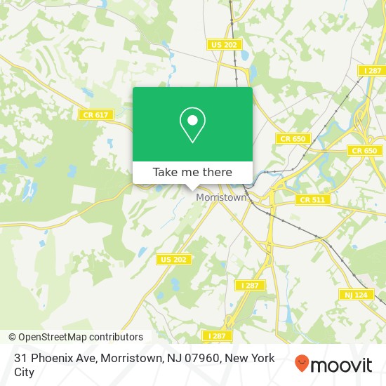 Mapa de 31 Phoenix Ave, Morristown, NJ 07960