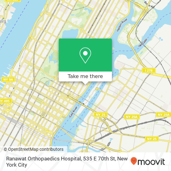 Ranawat Orthopaedics Hospital, 535 E 70th St map
