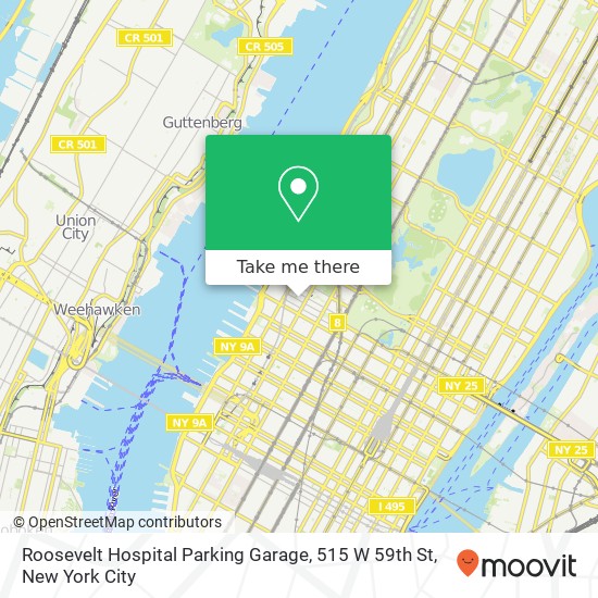 Mapa de Roosevelt Hospital Parking Garage, 515 W 59th St