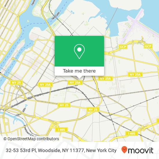 Mapa de 32-53 53rd Pl, Woodside, NY 11377
