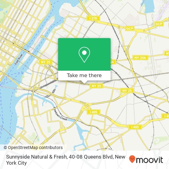 Mapa de Sunnyside Natural & Fresh, 40-08 Queens Blvd