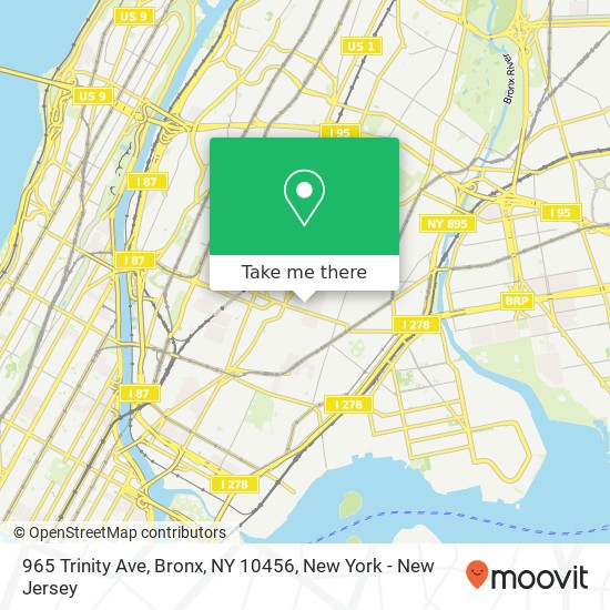 Mapa de 965 Trinity Ave, Bronx, NY 10456