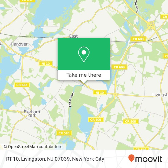 Mapa de RT-10, Livingston, NJ 07039