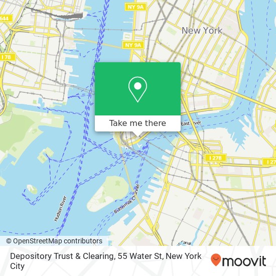 Mapa de Depository Trust & Clearing, 55 Water St