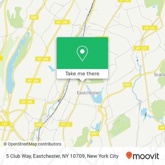 Mapa de 5 Club Way, Eastchester, NY 10709