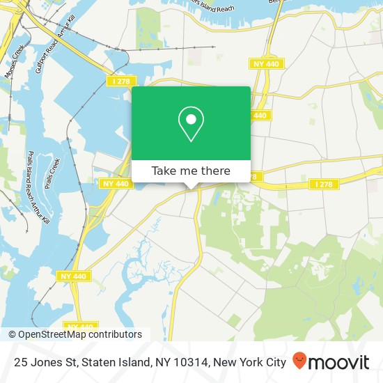 Mapa de 25 Jones St, Staten Island, NY 10314