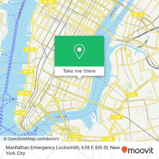 Manhattan Emergency Locksmith, 638 E 6th St map