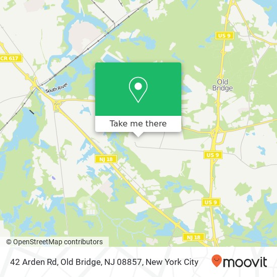 Mapa de 42 Arden Rd, Old Bridge, NJ 08857