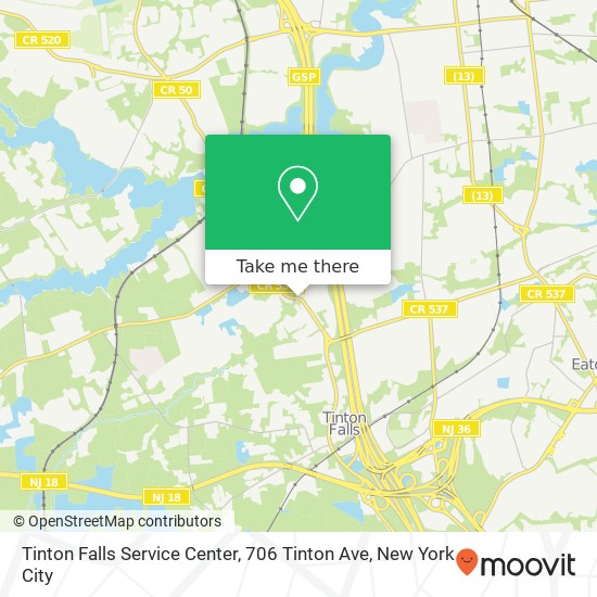 Mapa de Tinton Falls Service Center, 706 Tinton Ave