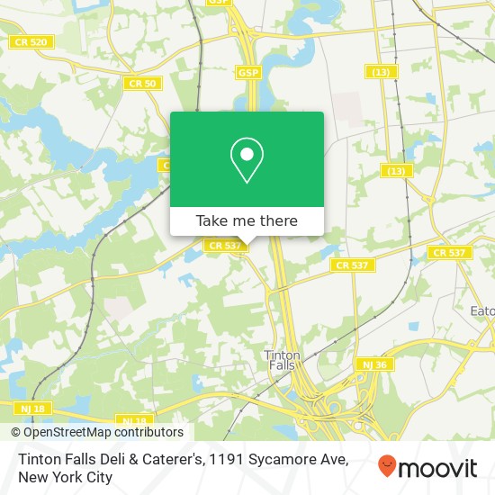 Mapa de Tinton Falls Deli & Caterer's, 1191 Sycamore Ave