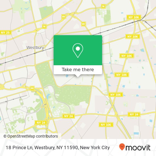 Mapa de 18 Prince Ln, Westbury, NY 11590