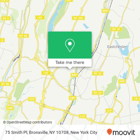 Mapa de 75 Smith Pl, Bronxville, NY 10708