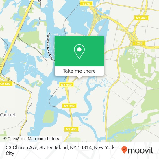 Mapa de 53 Church Ave, Staten Island, NY 10314