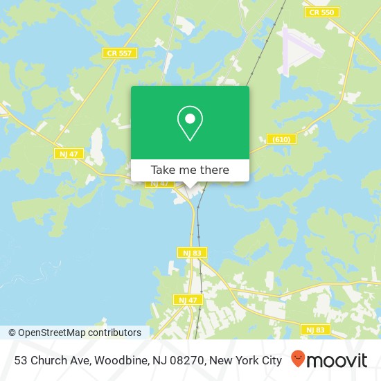 Mapa de 53 Church Ave, Woodbine, NJ 08270