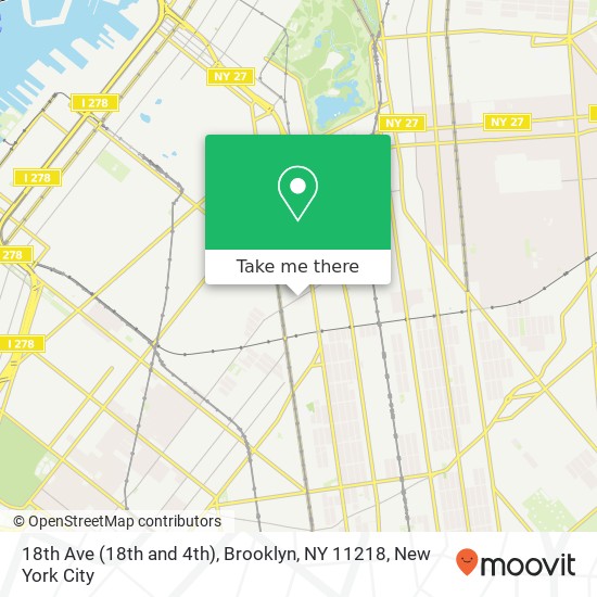 Mapa de 18th Ave (18th and 4th), Brooklyn, NY 11218