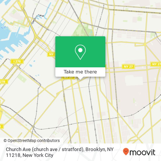 Mapa de Church Ave (church ave / stratford), Brooklyn, NY 11218