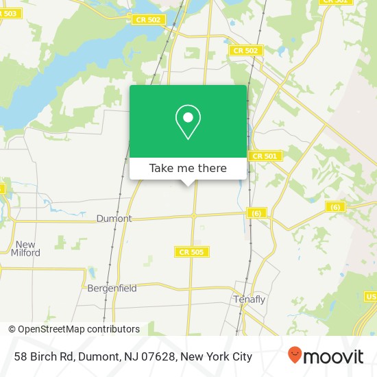 Mapa de 58 Birch Rd, Dumont, NJ 07628
