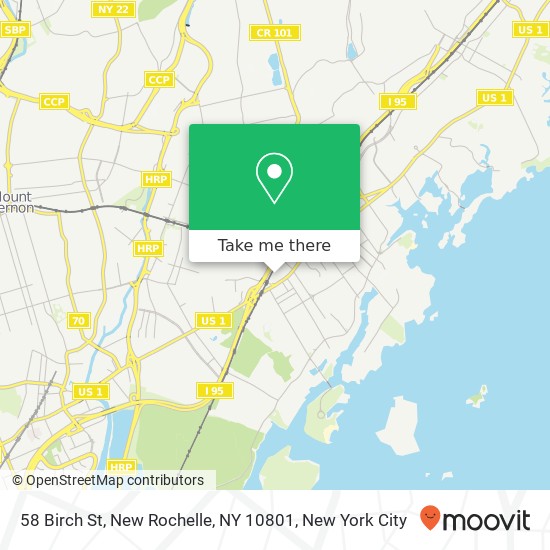 Mapa de 58 Birch St, New Rochelle, NY 10801