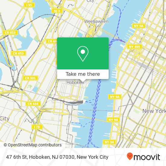 Mapa de 47 6th St, Hoboken, NJ 07030