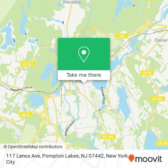 Mapa de 117 Lenox Ave, Pompton Lakes, NJ 07442