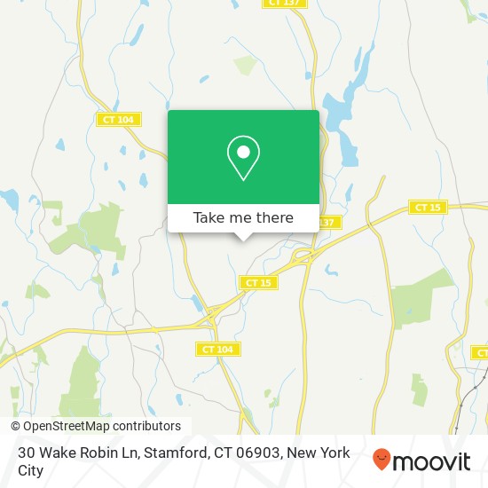 Mapa de 30 Wake Robin Ln, Stamford, CT 06903