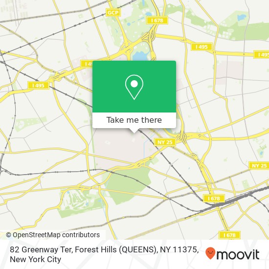 Mapa de 82 Greenway Ter, Forest Hills (QUEENS), NY 11375