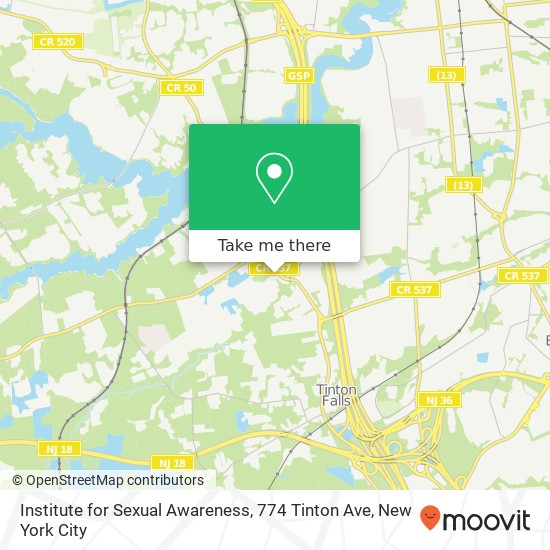 Mapa de Institute for Sexual Awareness, 774 Tinton Ave