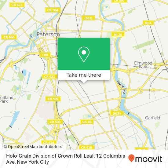 Mapa de Holo-Grafx Division of Crown Roll Leaf, 12 Columbia Ave