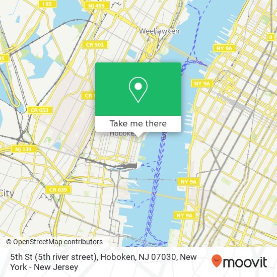 Mapa de 5th St (5th river street), Hoboken, NJ 07030