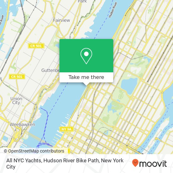 All NYC Yachts, Hudson River Bike Path map