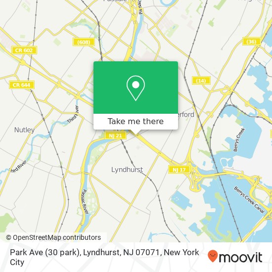 Mapa de Park Ave (30 park), Lyndhurst, NJ 07071