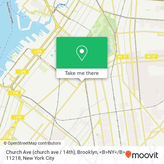 Mapa de Church Ave (church ave / 14th), Brooklyn, <B>NY< / B> 11218