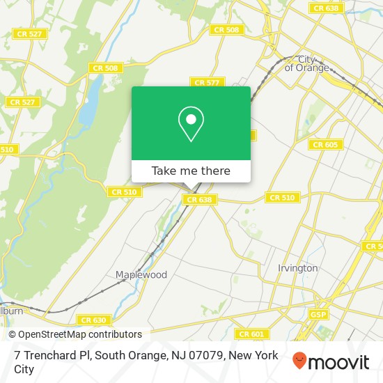 Mapa de 7 Trenchard Pl, South Orange, NJ 07079