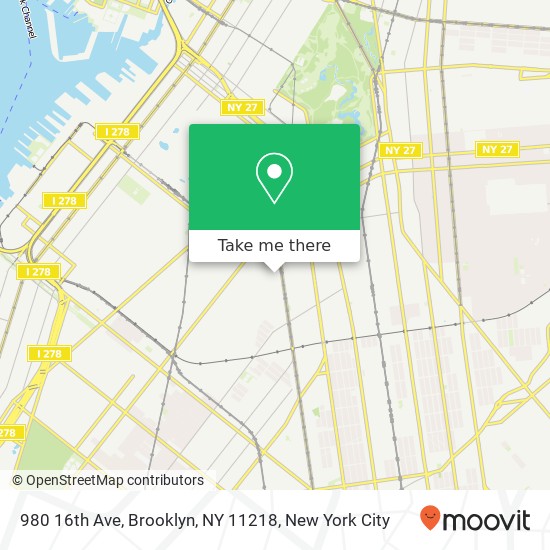 Mapa de 980 16th Ave, Brooklyn, NY 11218