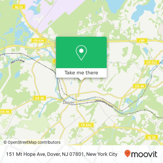 Mapa de 151 Mt Hope Ave, Dover, NJ 07801