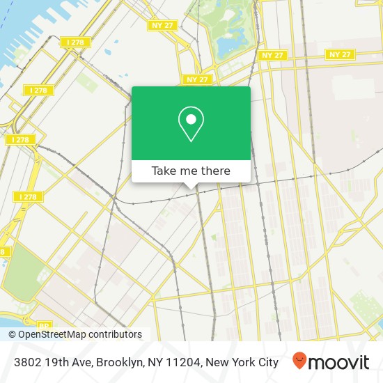 Mapa de 3802 19th Ave, Brooklyn, NY 11204