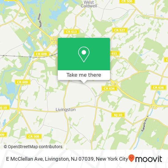 Mapa de E McClellan Ave, Livingston, NJ 07039